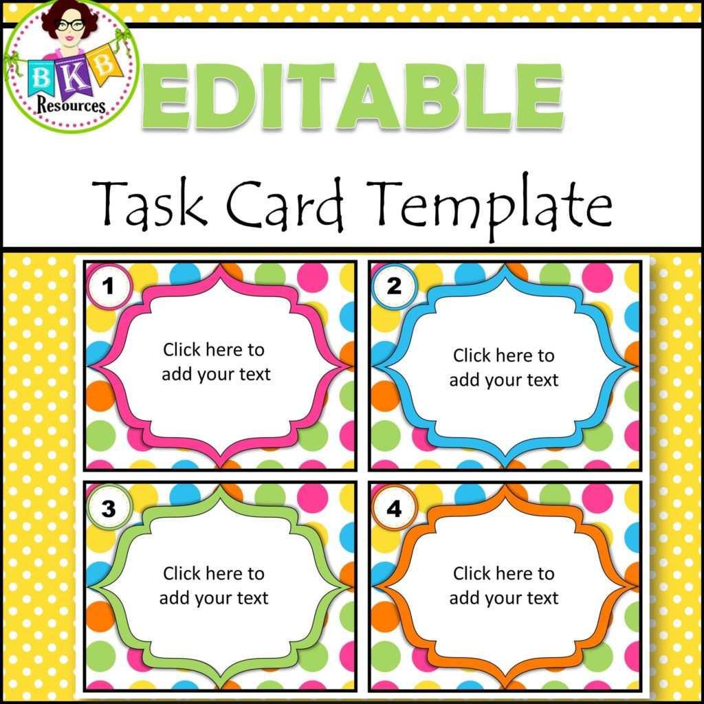 Editable Task Card Templates - Bkb Resources | Free Printable Blank Task Cards