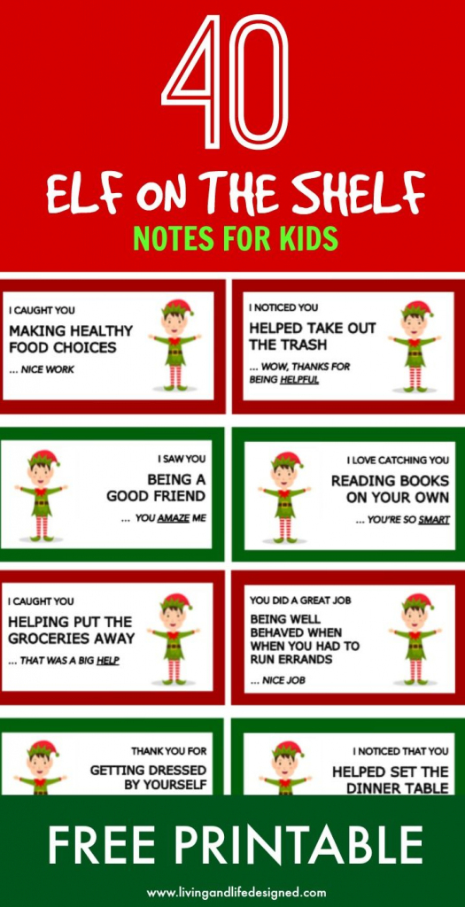 Elf On The Shelf Printable Notecards With A Positive Message | Printable Elf On The Shelf Note Cards