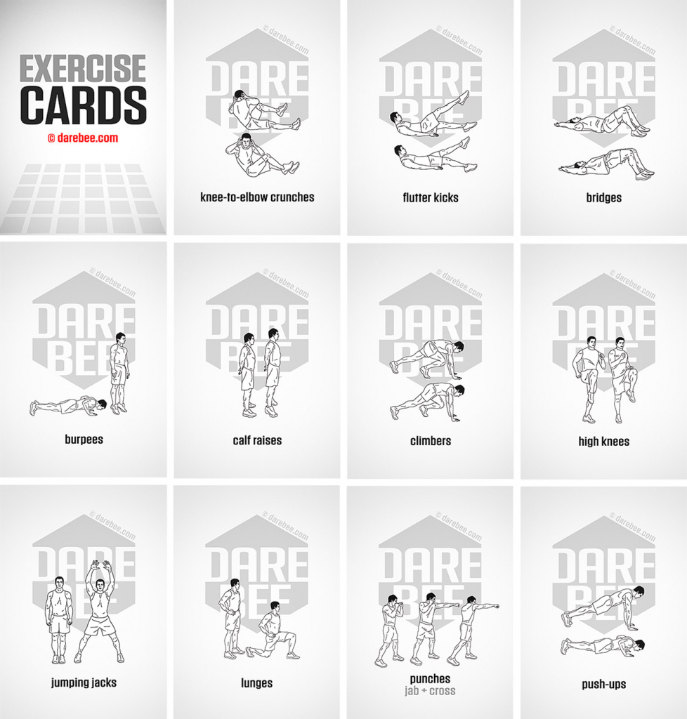Exercise Cardsdarebee | Printable Fitness Station Cards