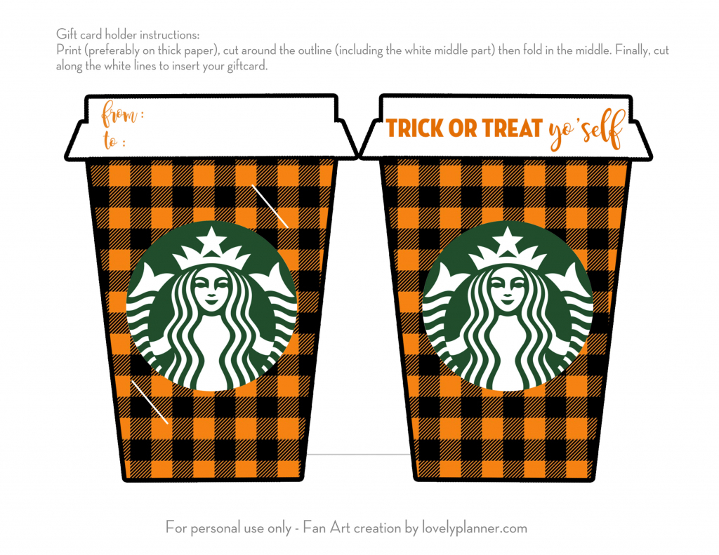 Fall Trick Or Treat Yo&amp;#039;self Starbucks Gift Card Holder Free | Printable Starbucks Gift Card