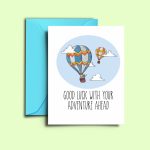 Farewell Card For Friends Hot Air Balloon Printable Good Luck | Etsy | Printable Good Luck Cards