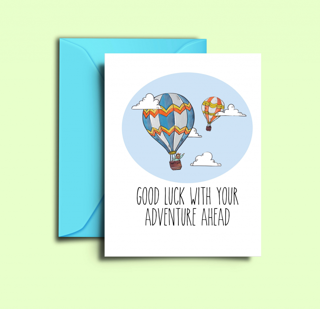 Farewell Card For Friends Hot Air Balloon Printable Good Luck | Etsy | Printable Good Luck Cards