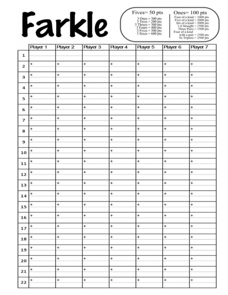 Farkle Score Card Printable File Diy Farkle Scorecard | Etsy | Farkle Score Card Printable