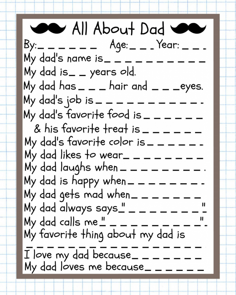 Father&amp;#039;s Day Questionnaire (Free Printable) | Free Printable Fathers Day Cards For Preschoolers