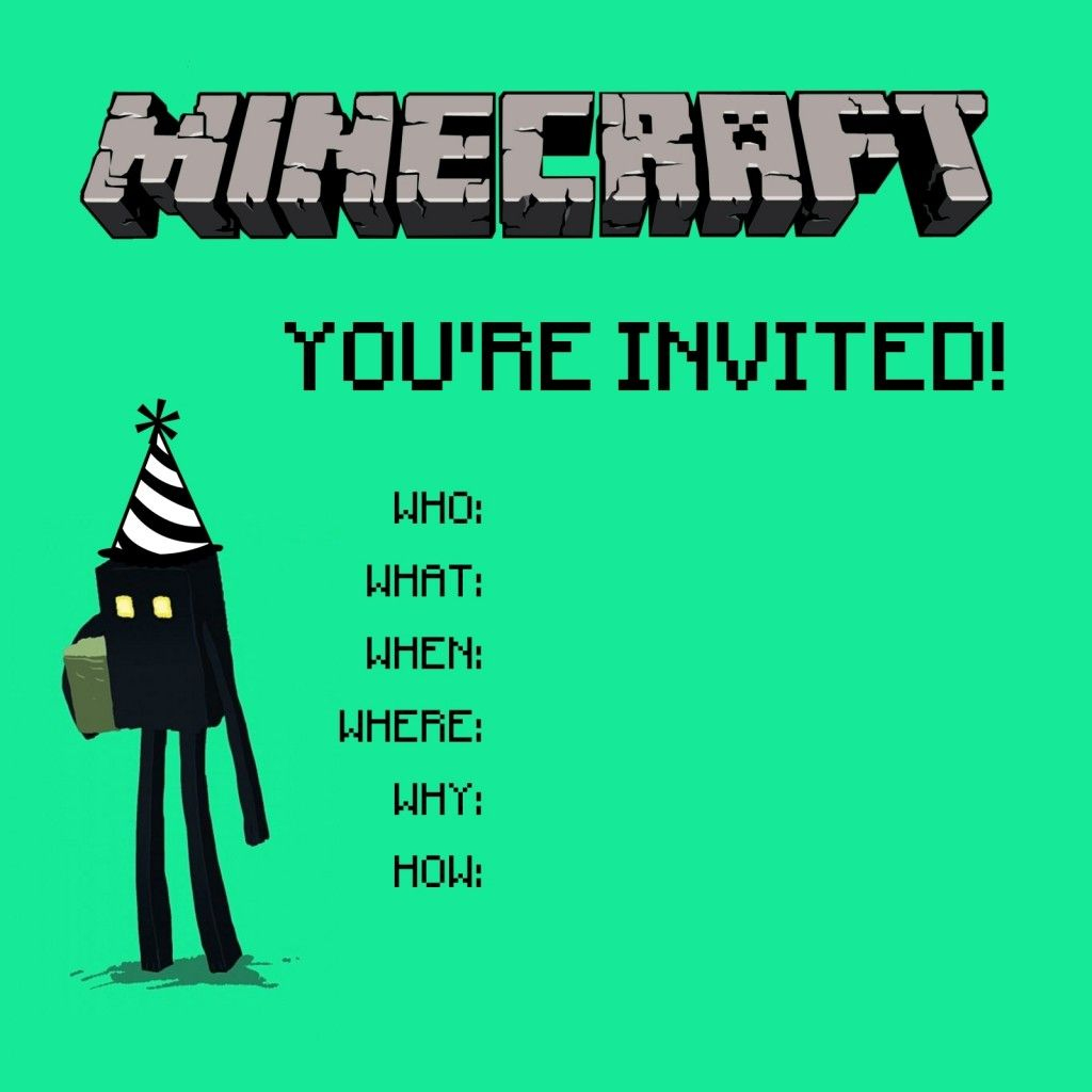 Free 10 Year Old Girls Birthday Invitation | Payton&amp;#039;s 10Th Birthday | Minecraft Birthday Card Printable