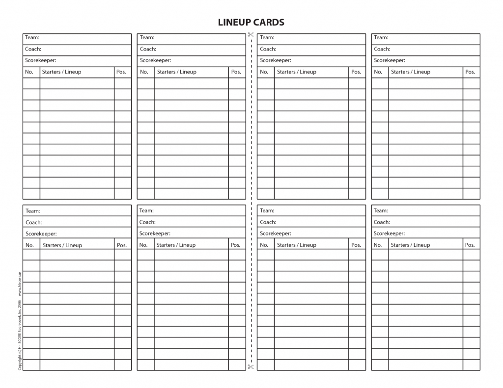 Printable Softball Lineup Cards - Best FREE Printable