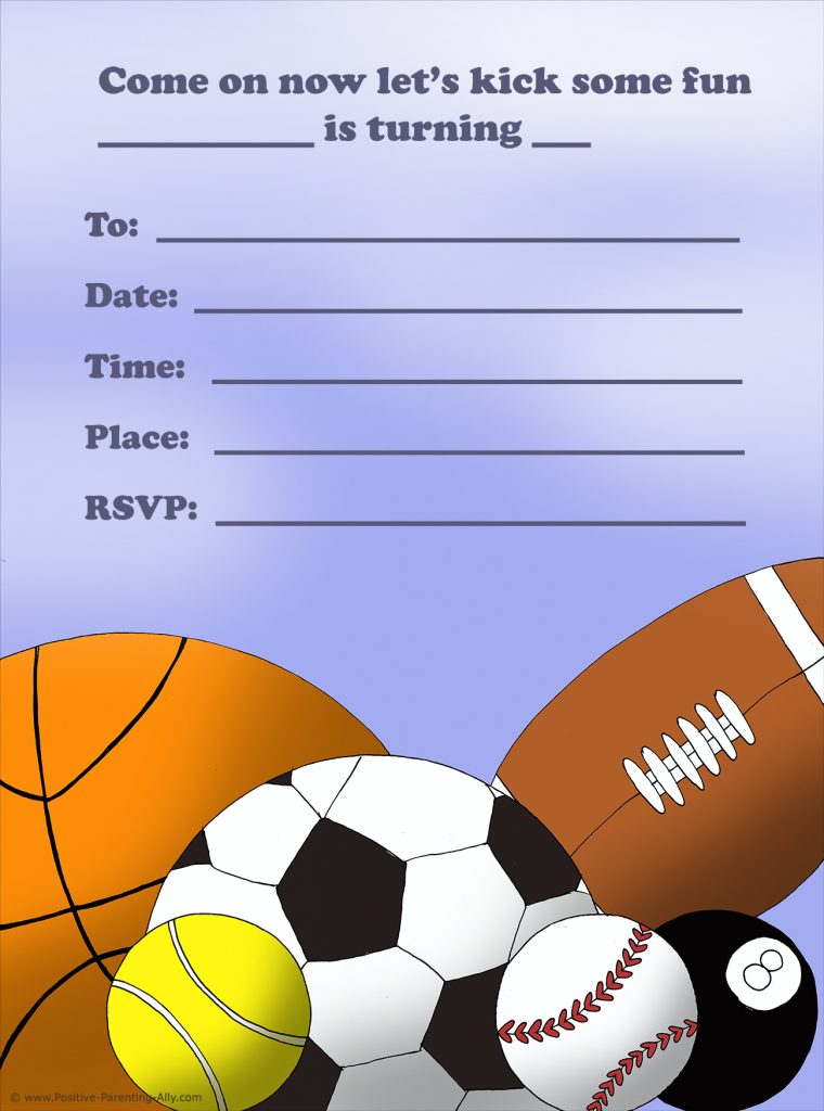 Free Birthday Invitations To Print For Kids: Choose Your Theme | Printable Sports Birthday Cards