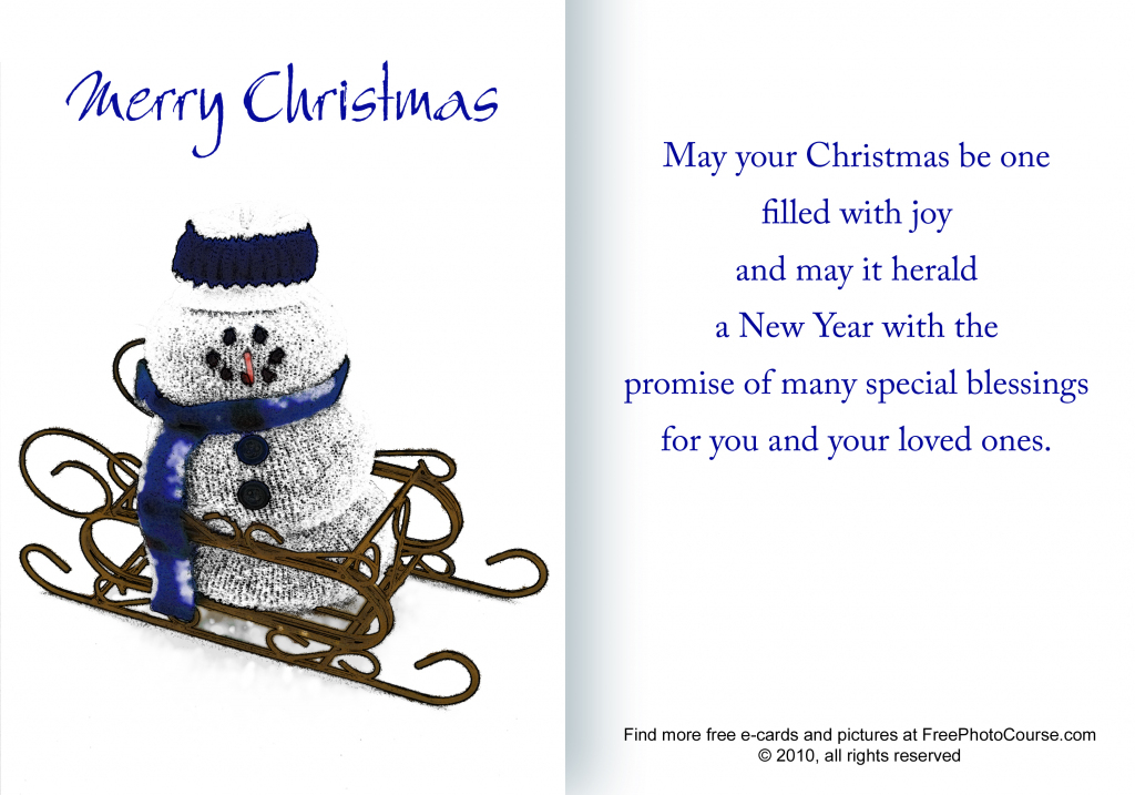 Free Christmas And Holiday Cards And Pictures | Free Printable Quarter Fold Christmas Cards