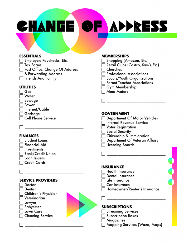 Free Moving Checklist Printable | This Change Of Address Template | Free Printable Change Of Address Cards