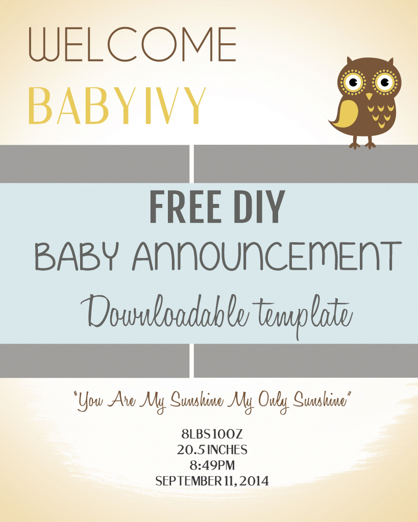 Free Pregnancy Announcement Templates - Kleo.bergdorfbib.co | Free Printable Baby Birth Announcement Cards