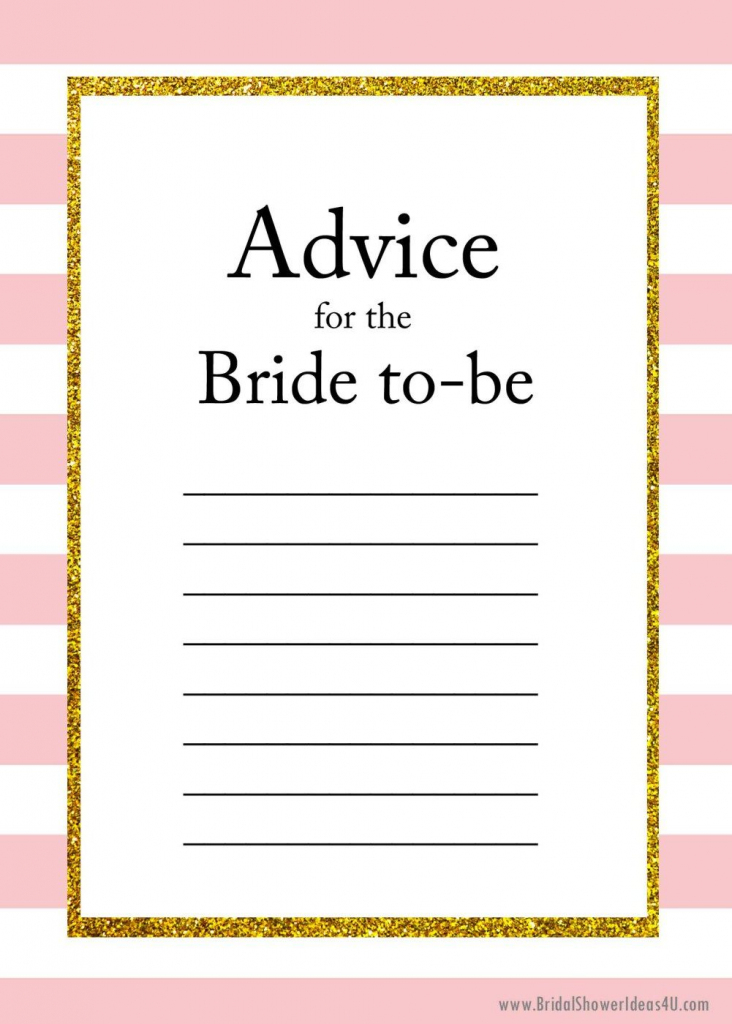 Free Printable Advice For The Bride To Be Cards | Friendship | Free Printable Bridal Shower Cards