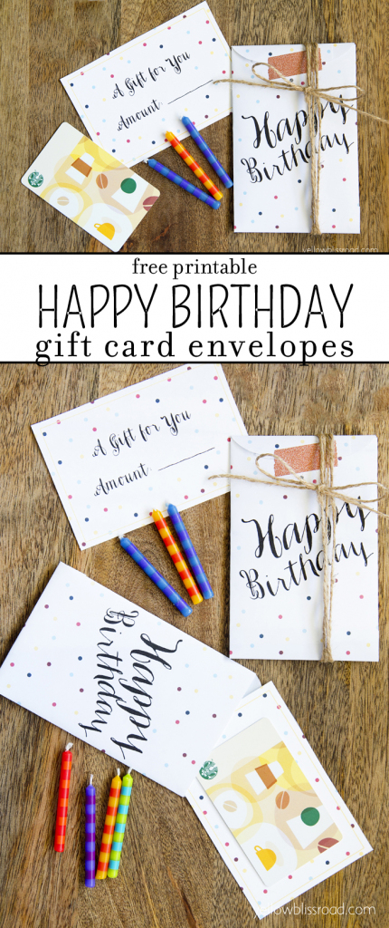 Free Printable Birthday Gift Card Envelopes - Yellow Bliss Road | Gift Card Printable Envelope