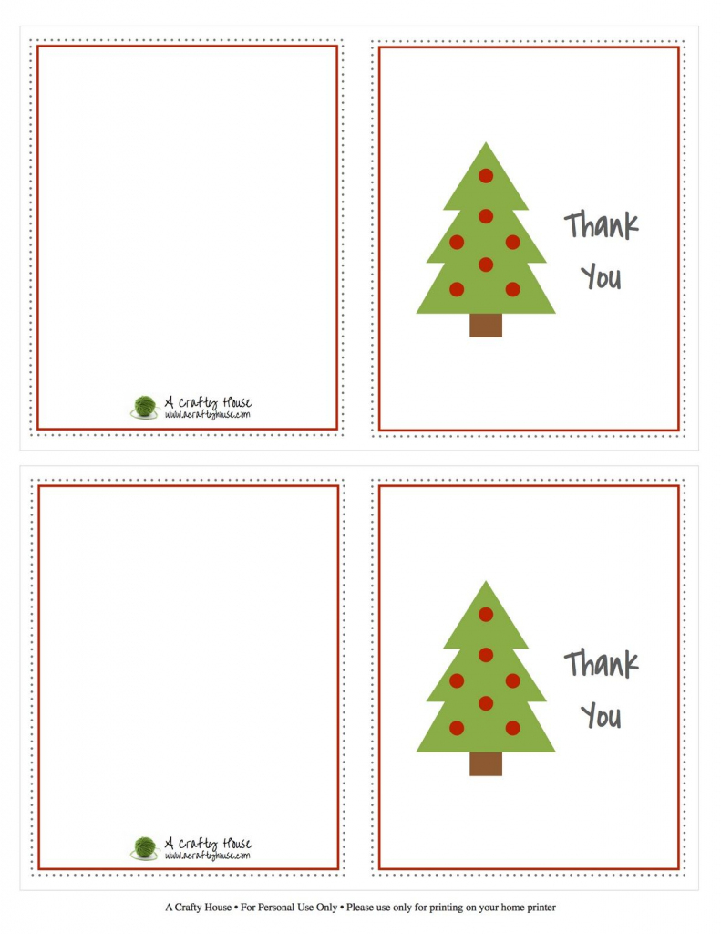 Free Printable Christmas Card Thank You Note | A Crafty House | Christmas Thank You Cards Printable Free