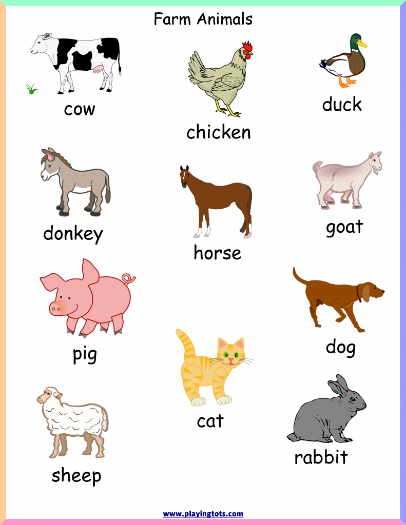 Free Printable Farm Animals Chart Keywords:toddler,preschool,kids | Free Printable Farm Animal Flash Cards