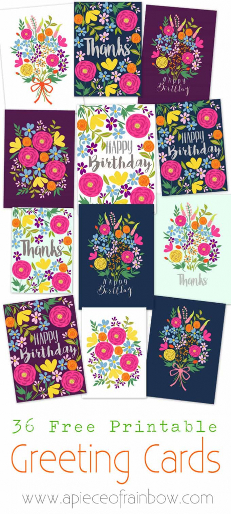 Free Printable Flower Greeting Cards - A Piece Of Rainbow | Free Printable Bday Cards