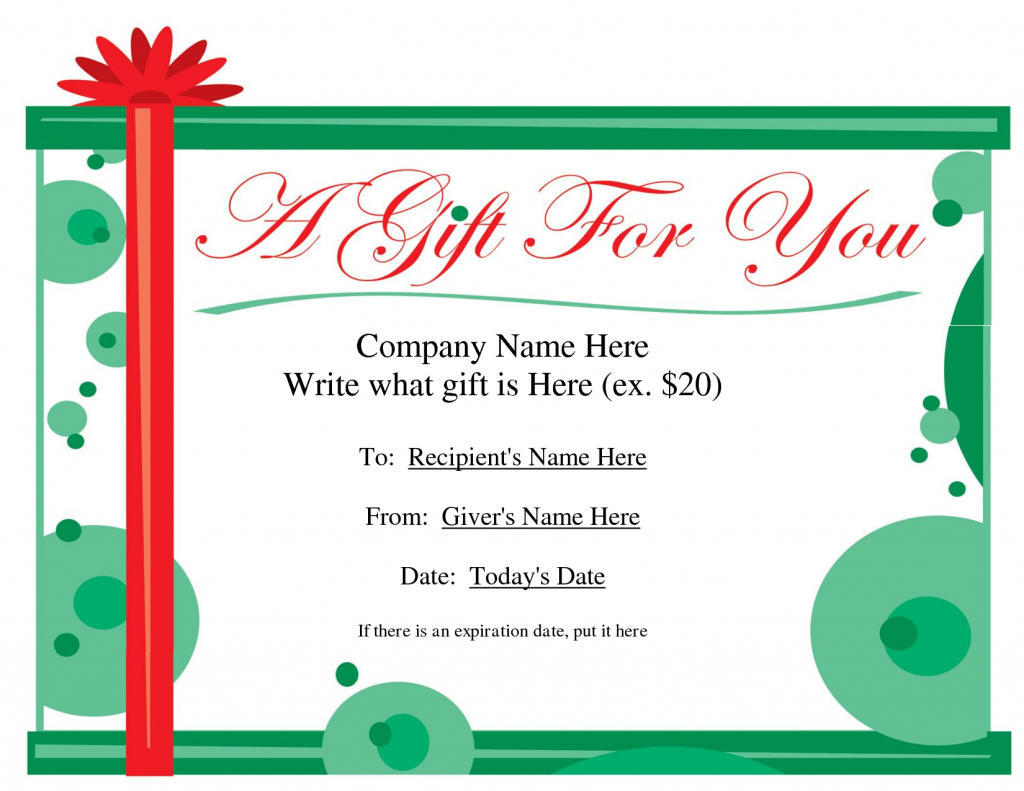 Free Printable Gift Certificate Template | Free Christmas Gift | Free Printable Christmas Gift Cards