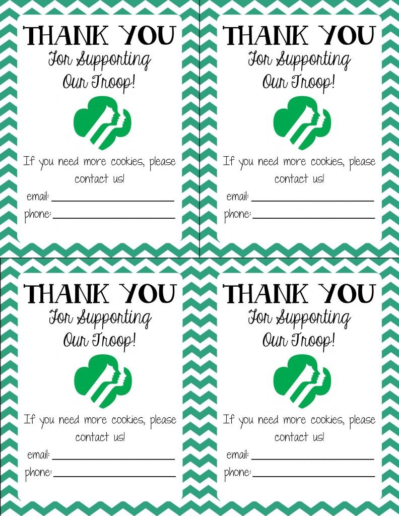 Free Printable! Girl Scout Cookie Thank You Cards | Girl Scouts | Free Printable Eagle Scout Thank You Cards