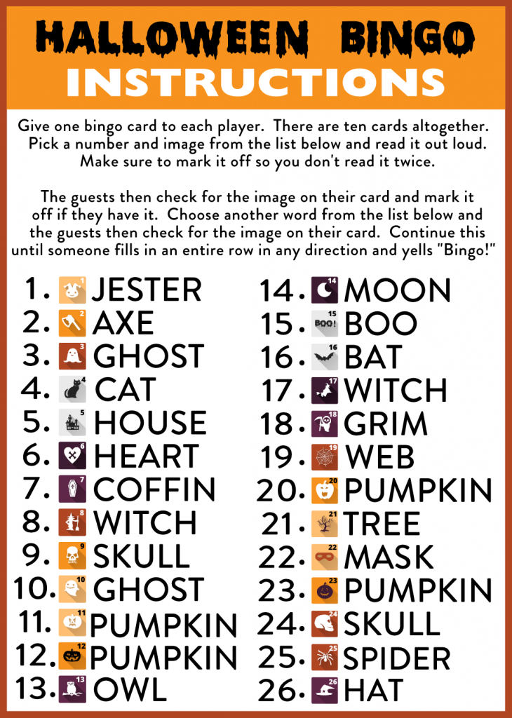 Free Printable Halloween Bingo Cards | Catch My Party | Printable Halloween Bingo Cards For Classroom