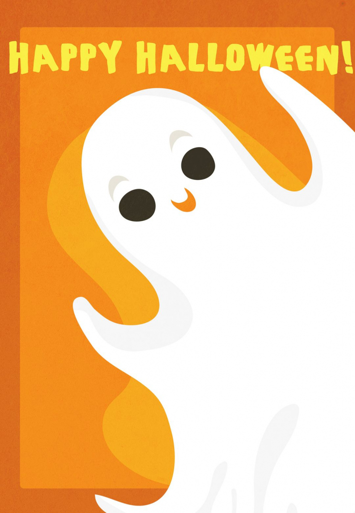 Free Printable Halloween Ghost Greeting Card | Halloweenie | Free Printable Halloween Cards