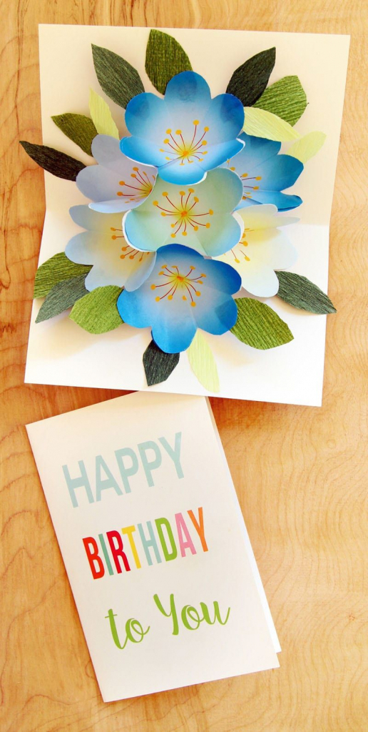 Free Printable Happy Birthday Card With Pop Up Bouquet | Diy | Free Printable Birthday Pop Up Card Templates