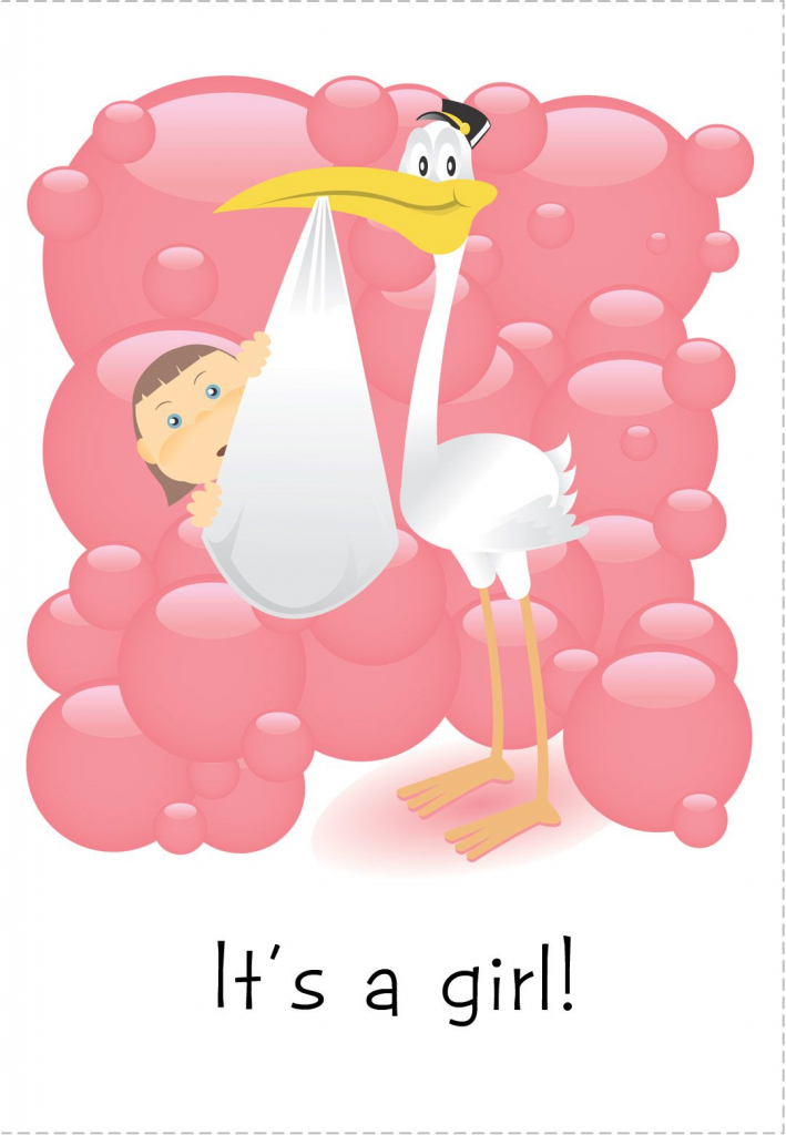 Free Printable &amp;#039;it&amp;#039;s A Girl&amp;#039; Greeting Card | Baby Shower | Baby | Baby Girl Card Printable
