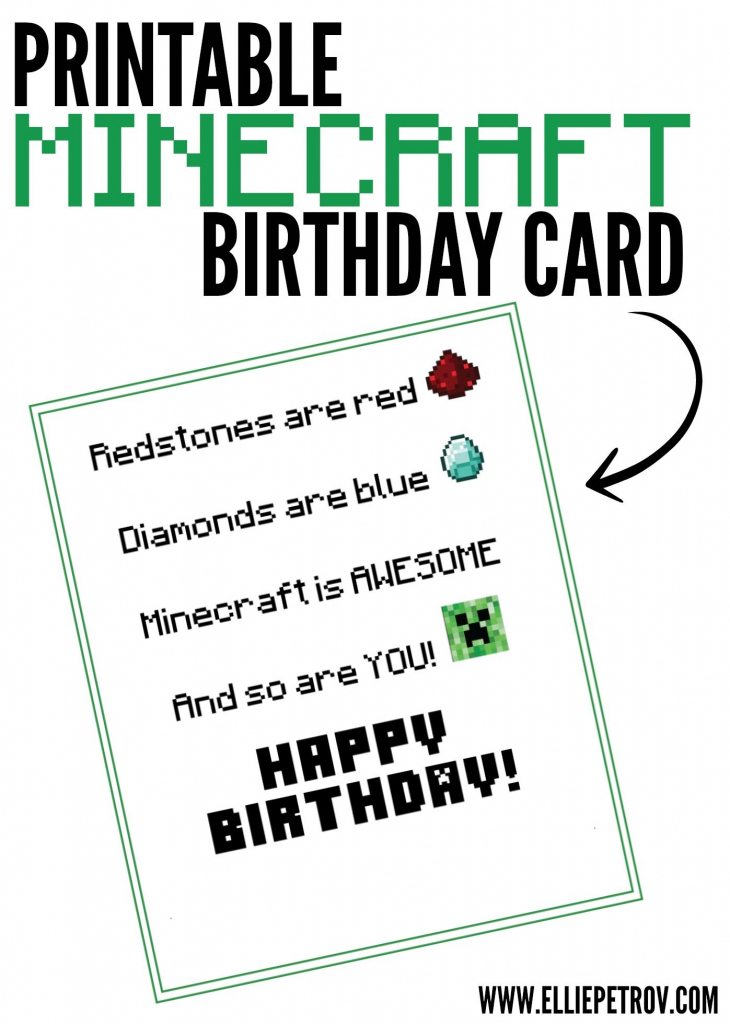 Free Printable Minecraft Birthday Card | Papercrafting | Minecraft | 9Th Birthday Cards Printable