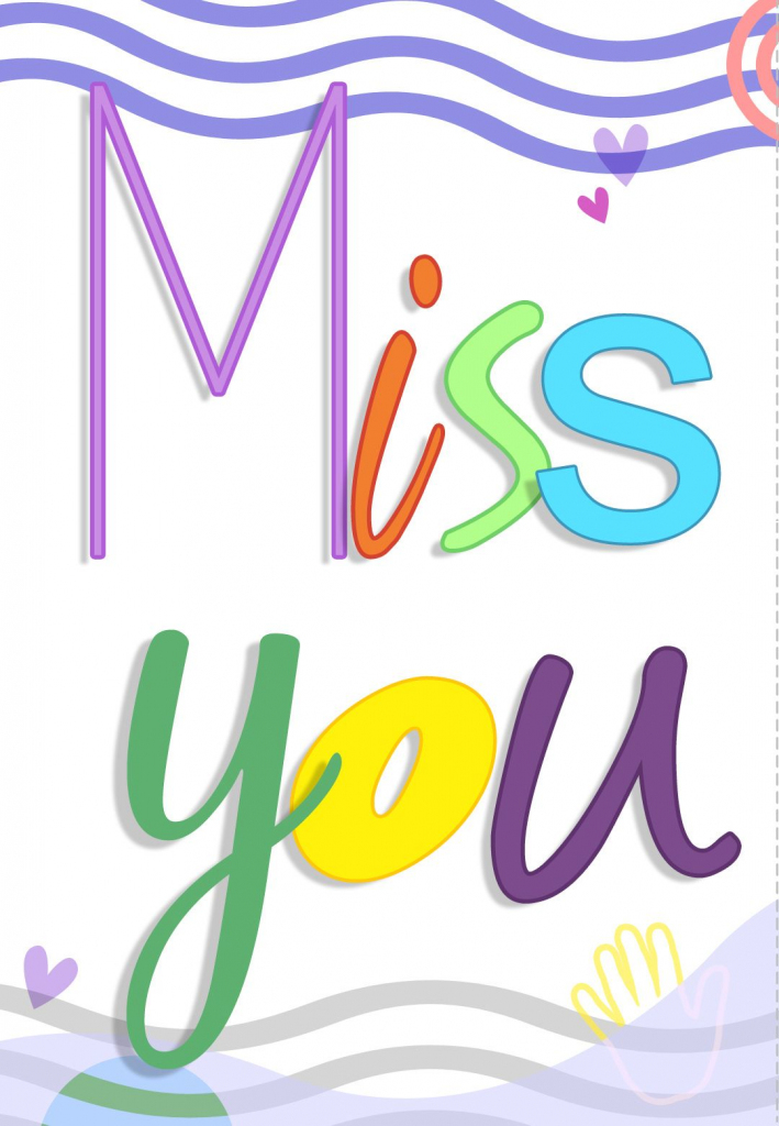 Free Printable Miss You Colored Greeting Card | Printables | Miss | Printable Miss You Cards