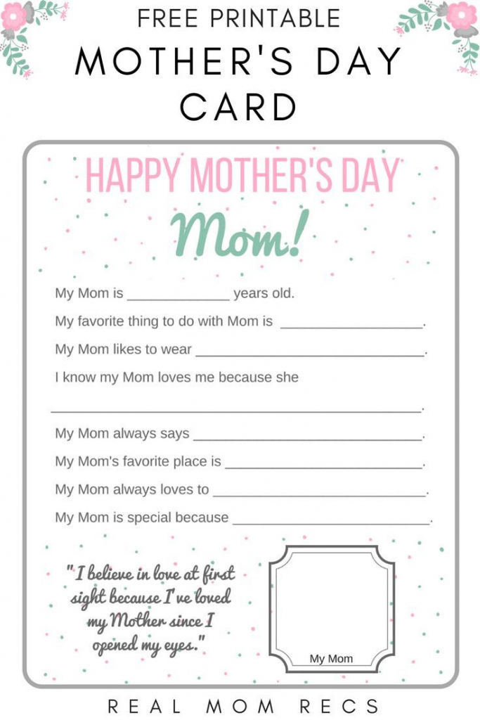 Free Printable Mother&amp;#039;s Day Cards For Kids To Make For Mom! Easy Diy | Printable Mothers Day Cards For Preschoolers