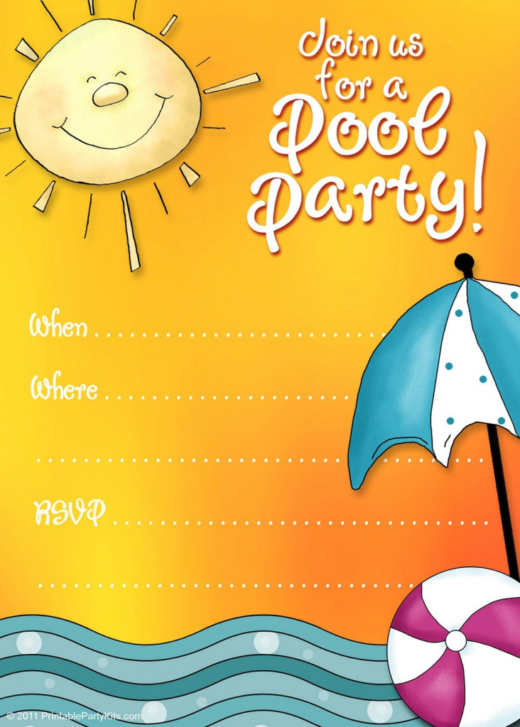 Free Printable Party Invitations: Summer Pool Party Invites | Free Printable Pool Party Invitation Cards