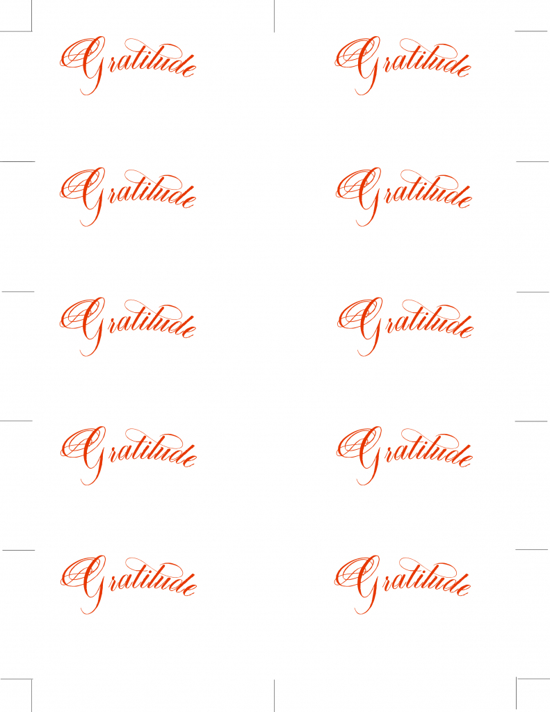 Free Printable Place Cards In Calligraphy Font: Gratitude | Free Printable Place Cards