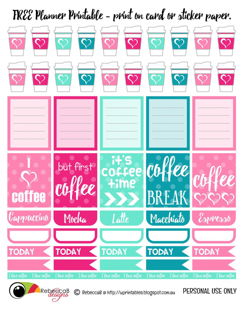 Free Printable Planner Stickers - Coffee. Print These Planner | Free Printable Card Stock Paper