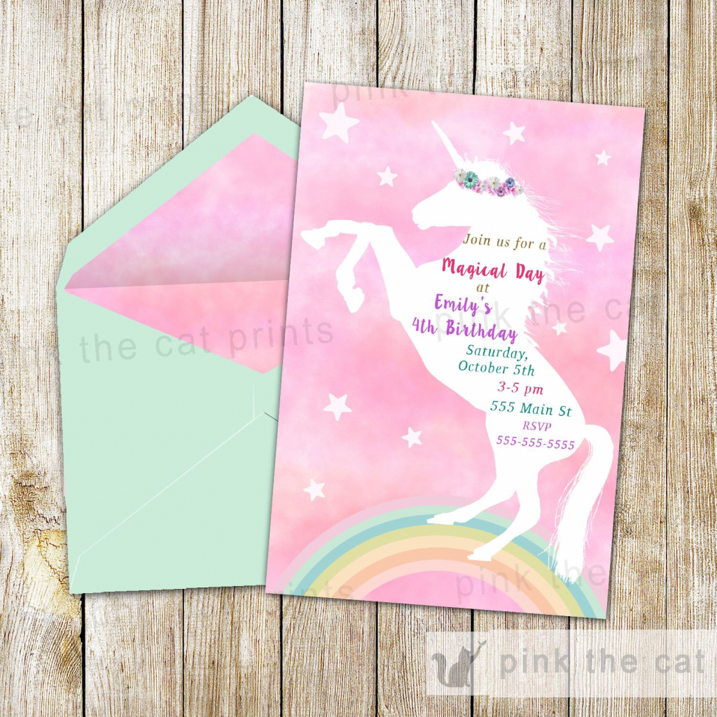 Free Printable Unicorn Invitations | Freebies | Unicorn Invitations | 7Th Birthday Card Printable