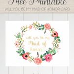 Free Printable Will You Be My Maid Of Honor Card, Floral Wreath | Will You Be My Godmother Printable Card Free