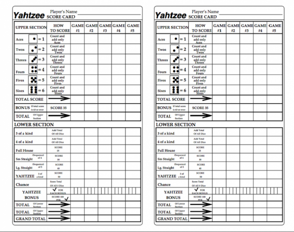 Free Printable Yahtzee Score Sheets &amp;amp; Score Card | Printable Yahtzee Score Cards Pdf