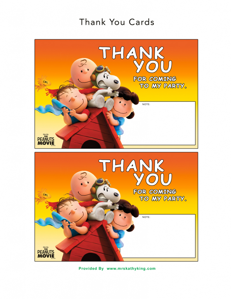 Free The Peanuts Movie Printable Party Decoration Pack | Snoopy Printable Birthday Cards