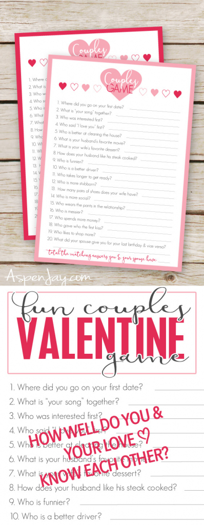 Free Valentines Couples Game Cards - Aspen Jay | Free Printable Valentine Cards For Husband