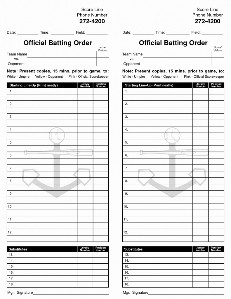 Fresh 26 New Stock Printable Softball Lineup Cards | Twilightblog | Printable Softball Lineup Cards