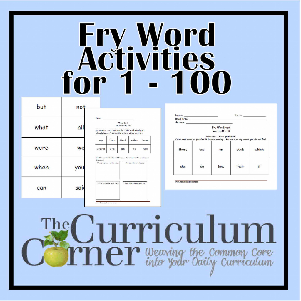 Fry First Hundred Printables (1 - 100) - The Curriculum Corner 123 | First 100 Sight Words Printable Flash Cards