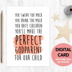 Funny Will You Be My Godmother Card Godmother Card Printable | Etsy | Will You Be My Godmother Printable Card