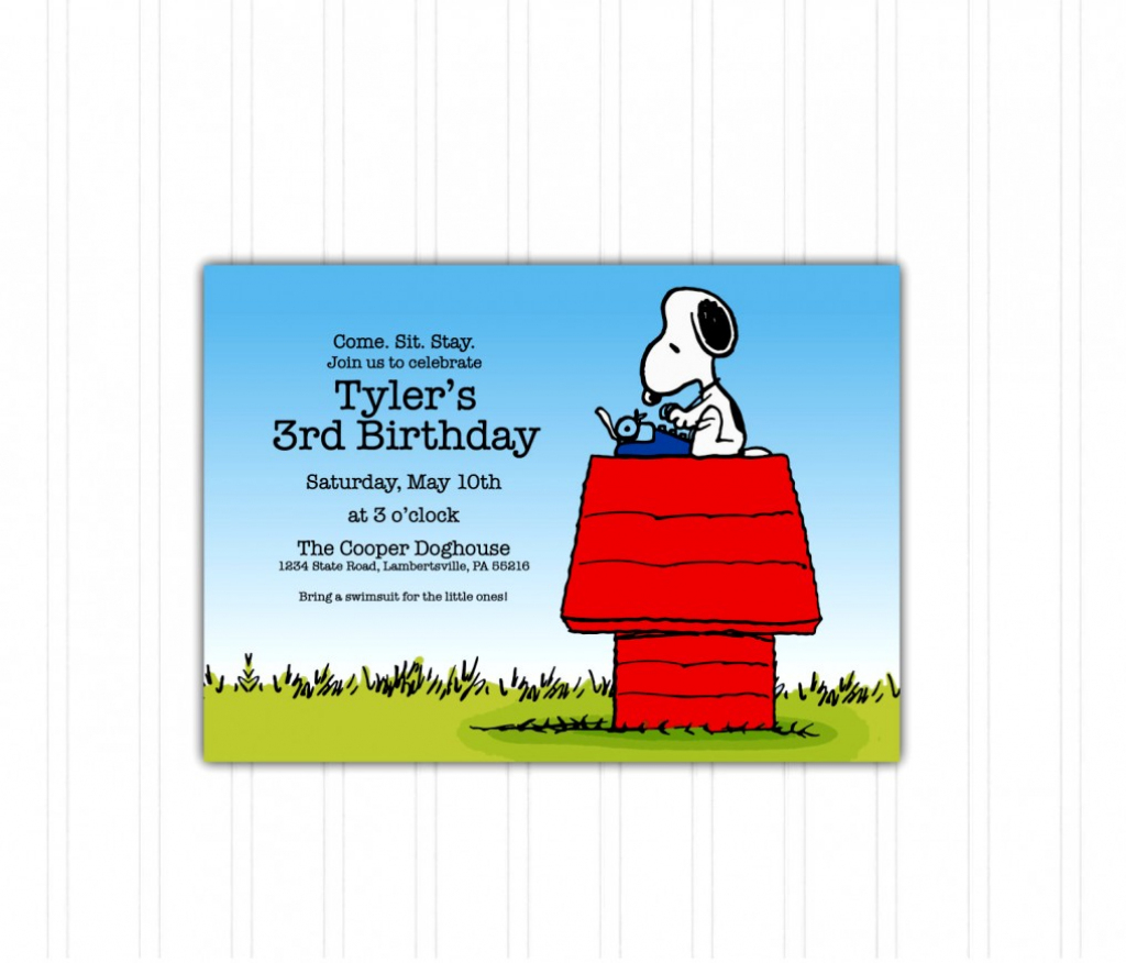 Gallery Of Snoopy Birthday Invitations Printable Cards Lovely Party | Snoopy Printable Birthday Cards