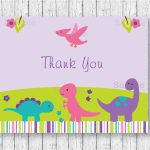 Girl Dinosaur Thank You Card / Dinosaur Baby Shower / Pink & | Etsy | Dinosaur Thank You Cards Printable