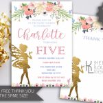 Gold Fairy Garden Party Birthday Invitation | Fairy Party | Printable Tinkerbell Thank You Cards