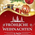 Golden Red Greeting Card For Winter Season With Text In German | Free Printable German Christmas Cards