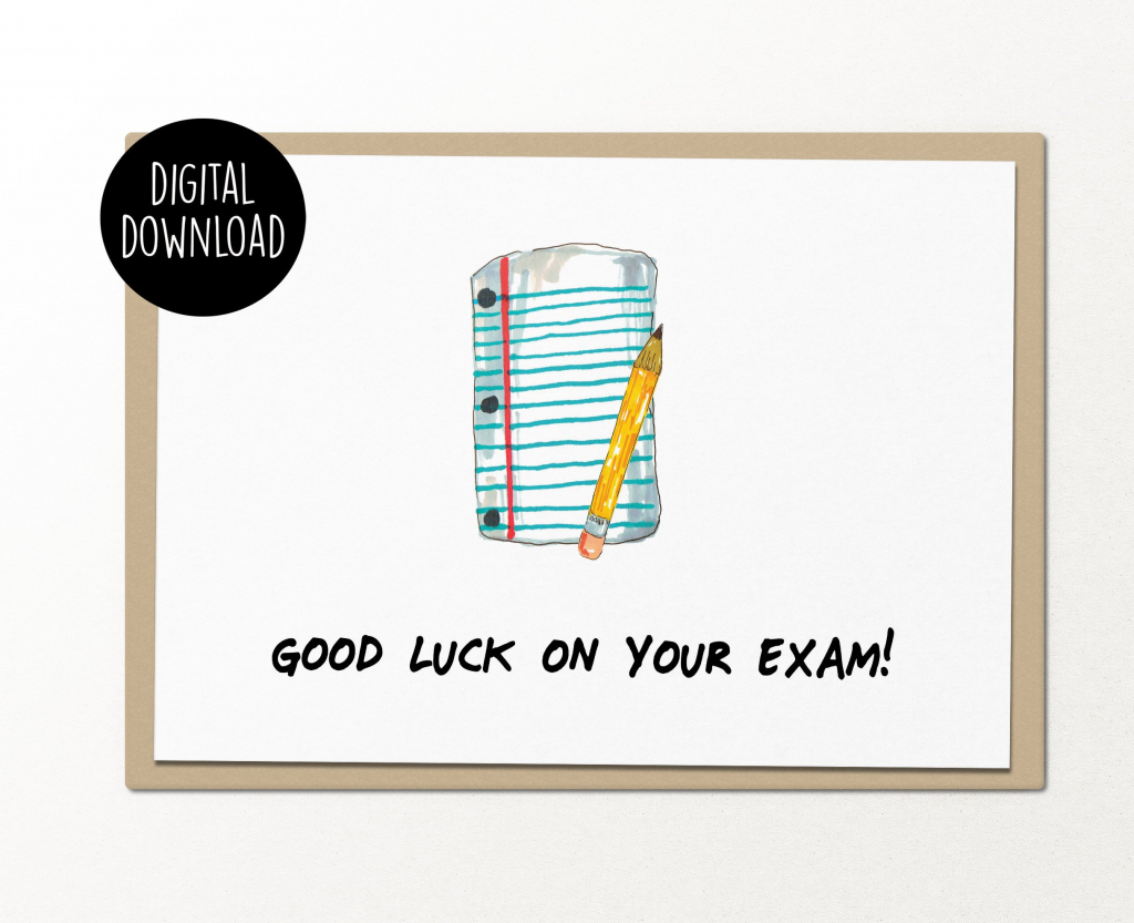 Good Luck On Your Exam Printable Card Digital Download Funny | Etsy | Good Luck Greeting Cards Printable