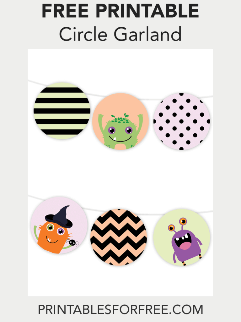 Halloween Monster Printable Garland | Free Party Printables | Free Printable Halloween Place Cards