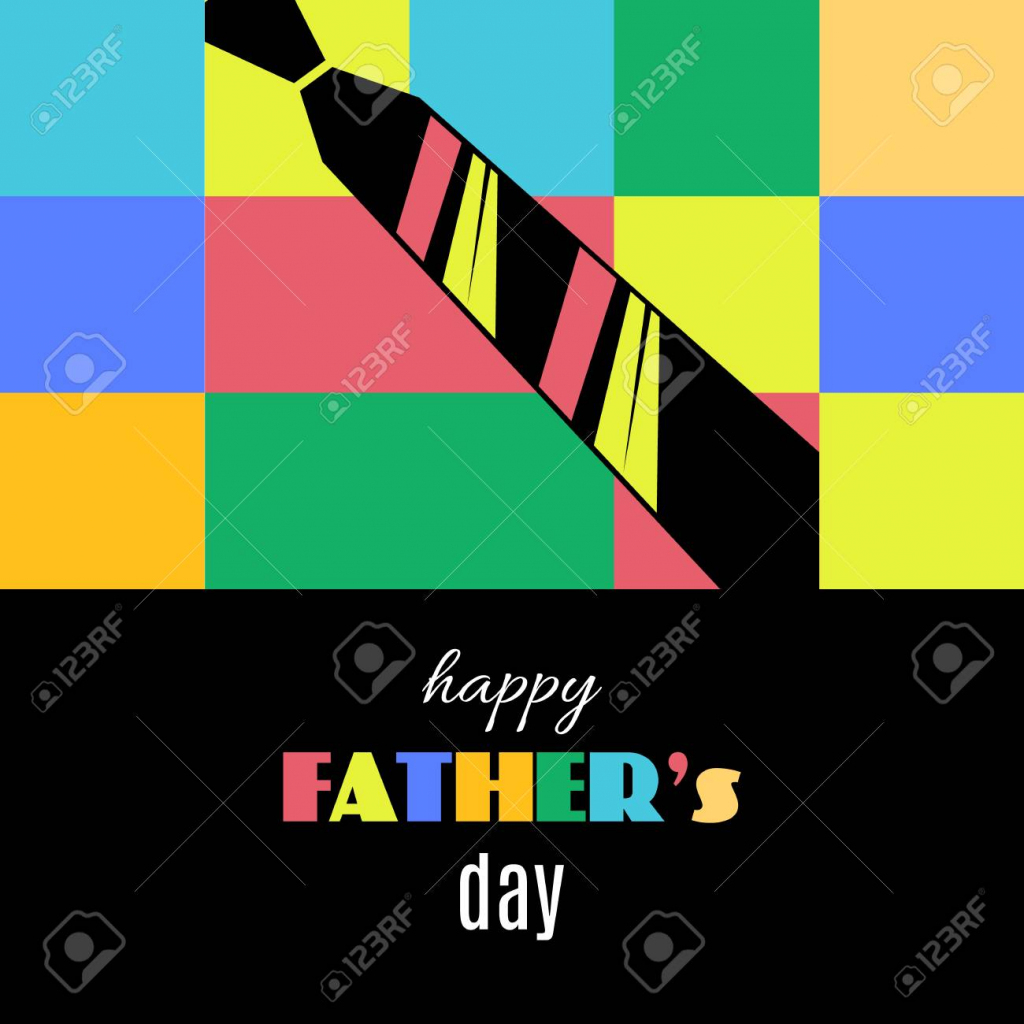 Happy Father&amp;#039;s Day Greeting Card Template With Tie On Geometrical | Father&amp;amp;#039;s Day Tie Card Printable