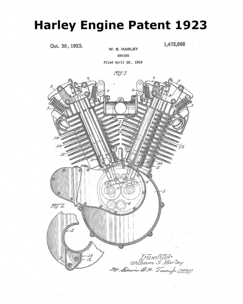 Harley Engine Patent 1923-Harley Davidson Print-Motorbike | Etsy | Printable Harley Davidson Gift Cards