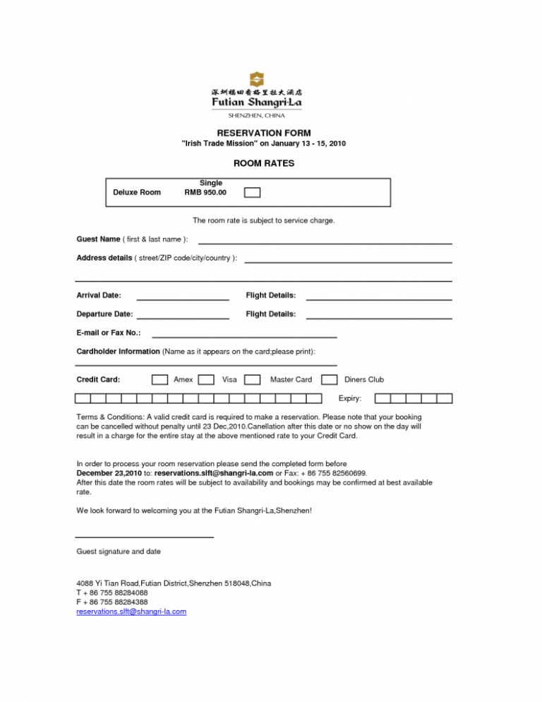 Hotel Guest Registration Form Sample - Google Search | Forms ...