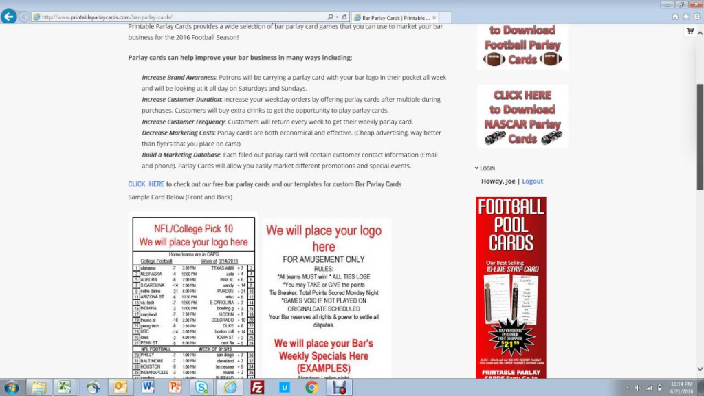 Free Printable Football Parlay Cards Best FREE Printable