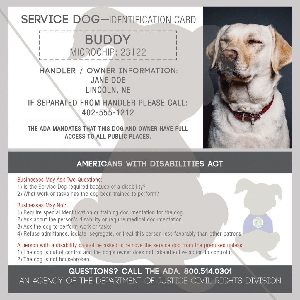Id Card - Service Dog - With Holographic Security Seal | Must Love | Printable Ada Service Dog Card